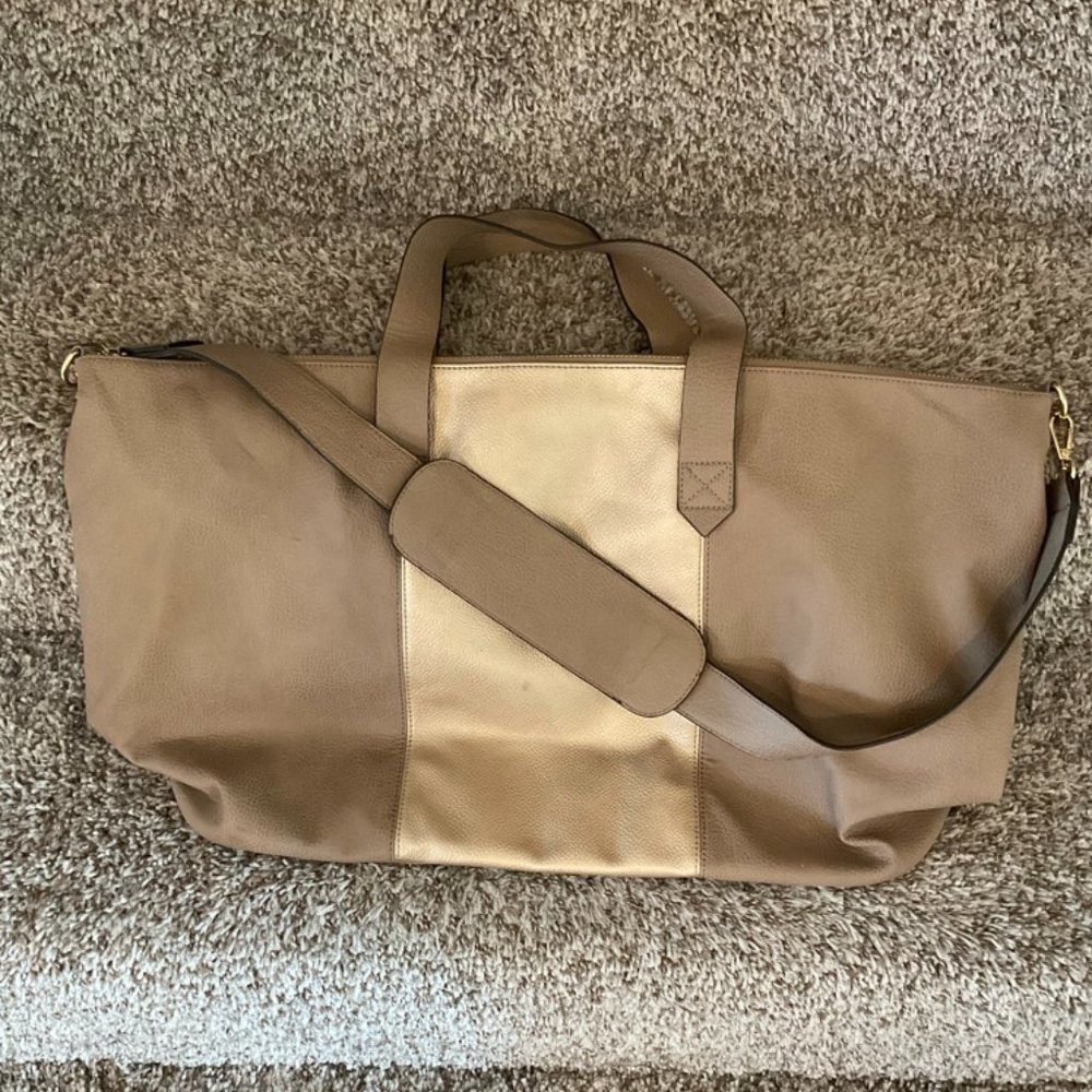 Mauve Travel Bag w/ Champagne Stripe